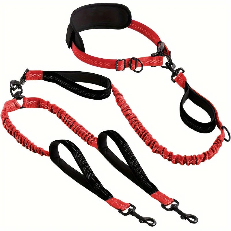 Explosion-Proof Short Elastic Buffer Pet Leash One-Hand Drag Two-Walking Rope