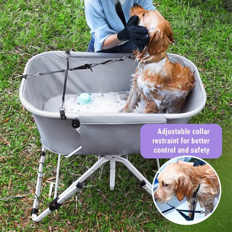 Elevated Bath Tubs for Bath Shower Grooming , Foldable Pet Bathing Station Adjustable, Ideal For Medium To Large Pets