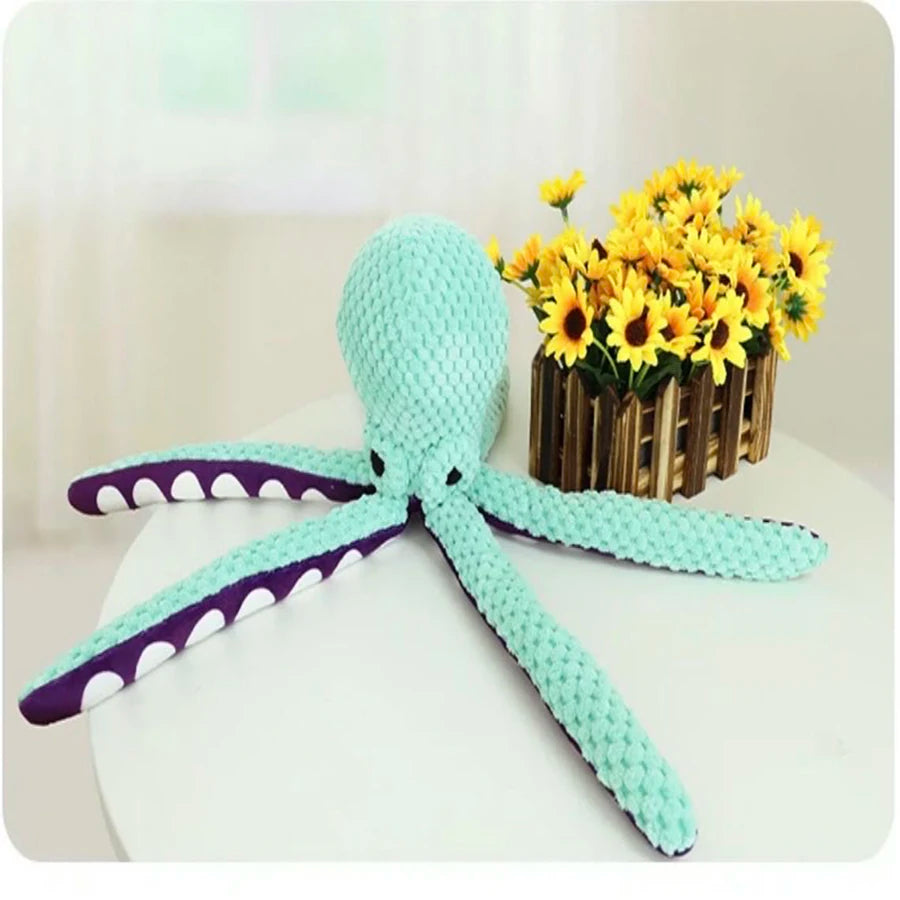 Dog pet plush octopus toy interactive sound large and small dog boredom companion toy