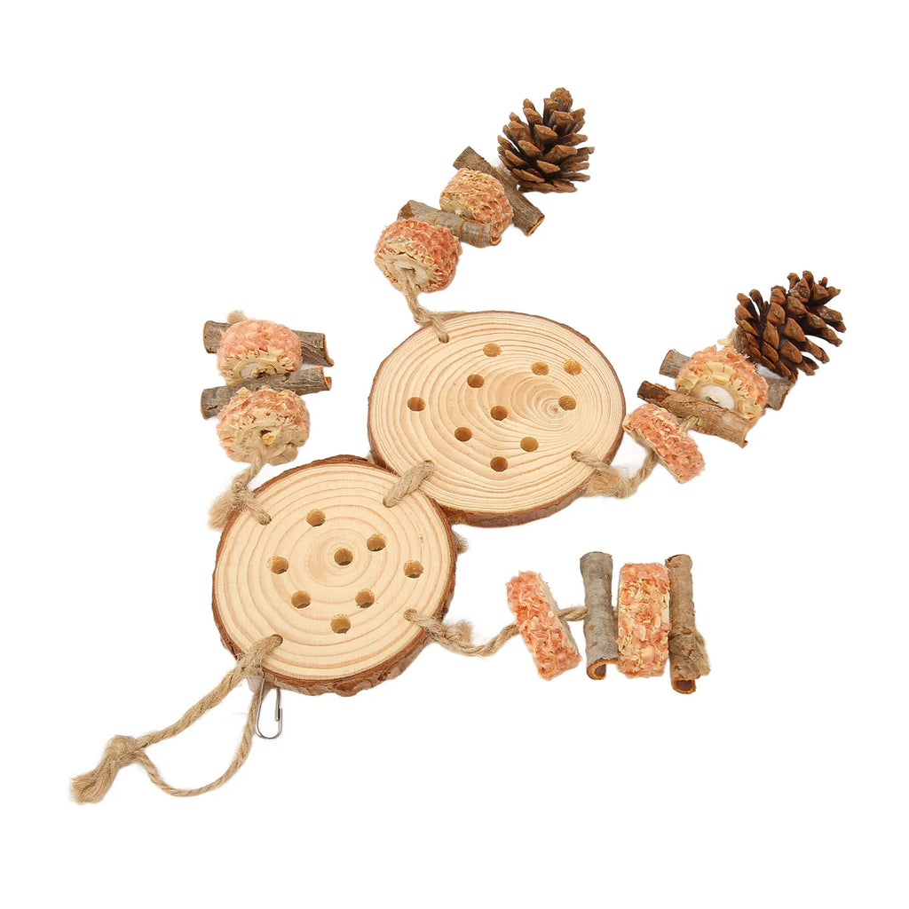 Bird Chewing Toys Puzzle Wooden Corks Logs Pine Cones Corn Cobs Barks