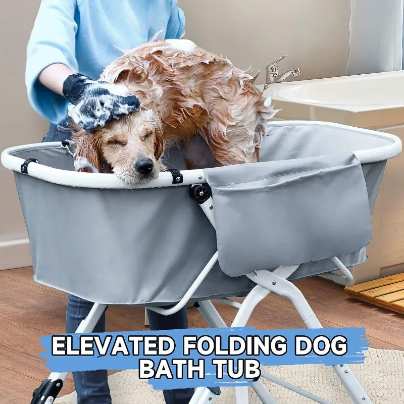 Elevated Bath Tubs for Bath Shower Grooming , Foldable Pet Bathing Station Adjustable, Ideal For Medium To Large Pets