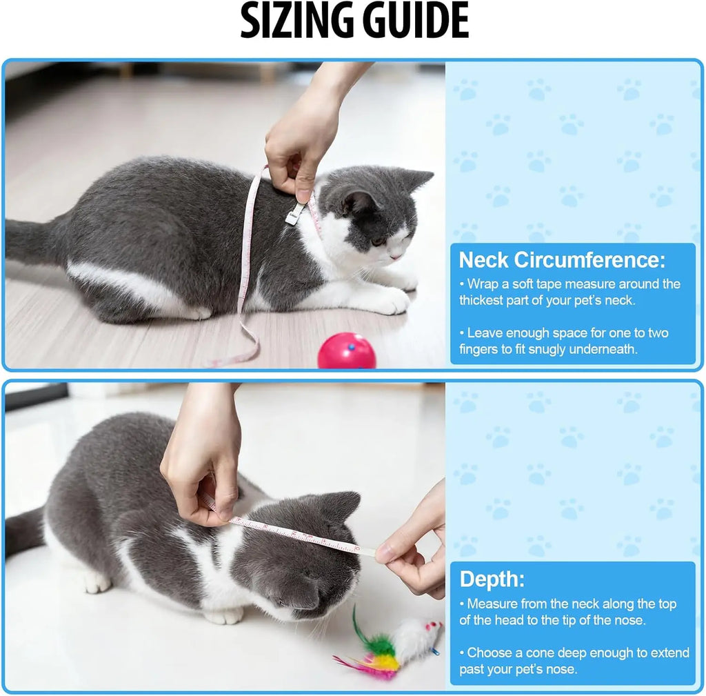Adjustable Recovery Pet Cone E-Collar for Cats Kittens Rabbits, Plastic Protective Collar Wound Healing
