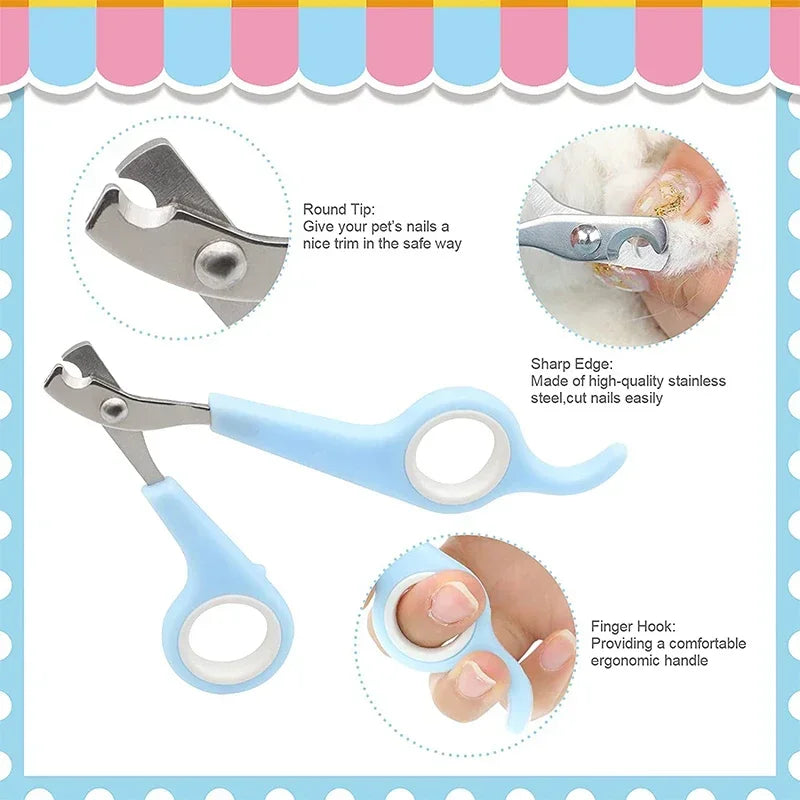 Grooming Kit Tear Stain Remover Cleaning Combs Pet Nail Clipper Double-Sided Shampoo Bath Brush