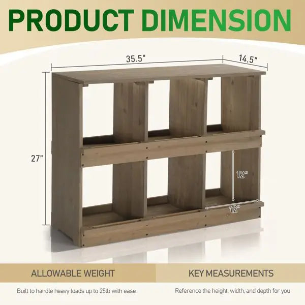 Nesting Boxes for Chickens, Wooden, 6 Compartments