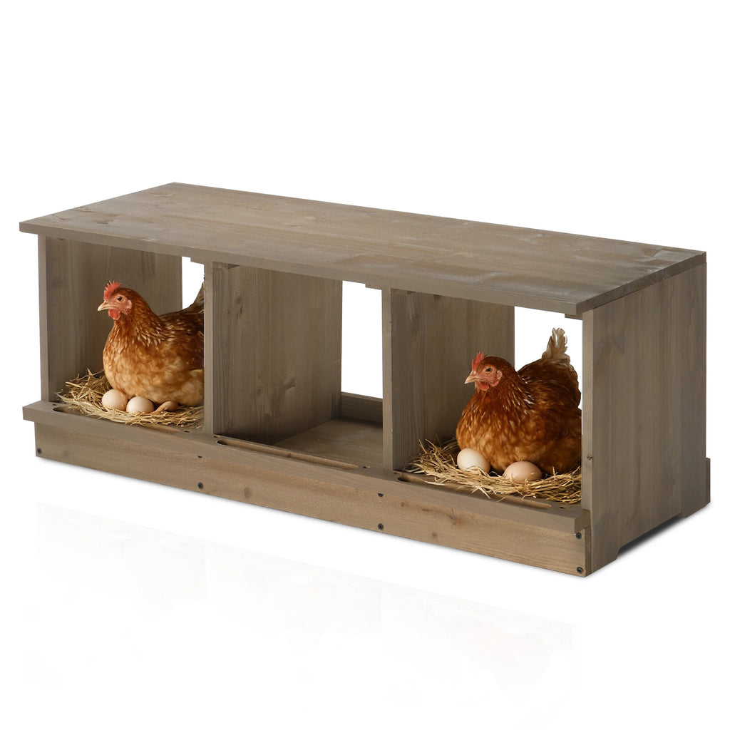 Nesting Boxes for Chickens, Wooden 3 Compartments