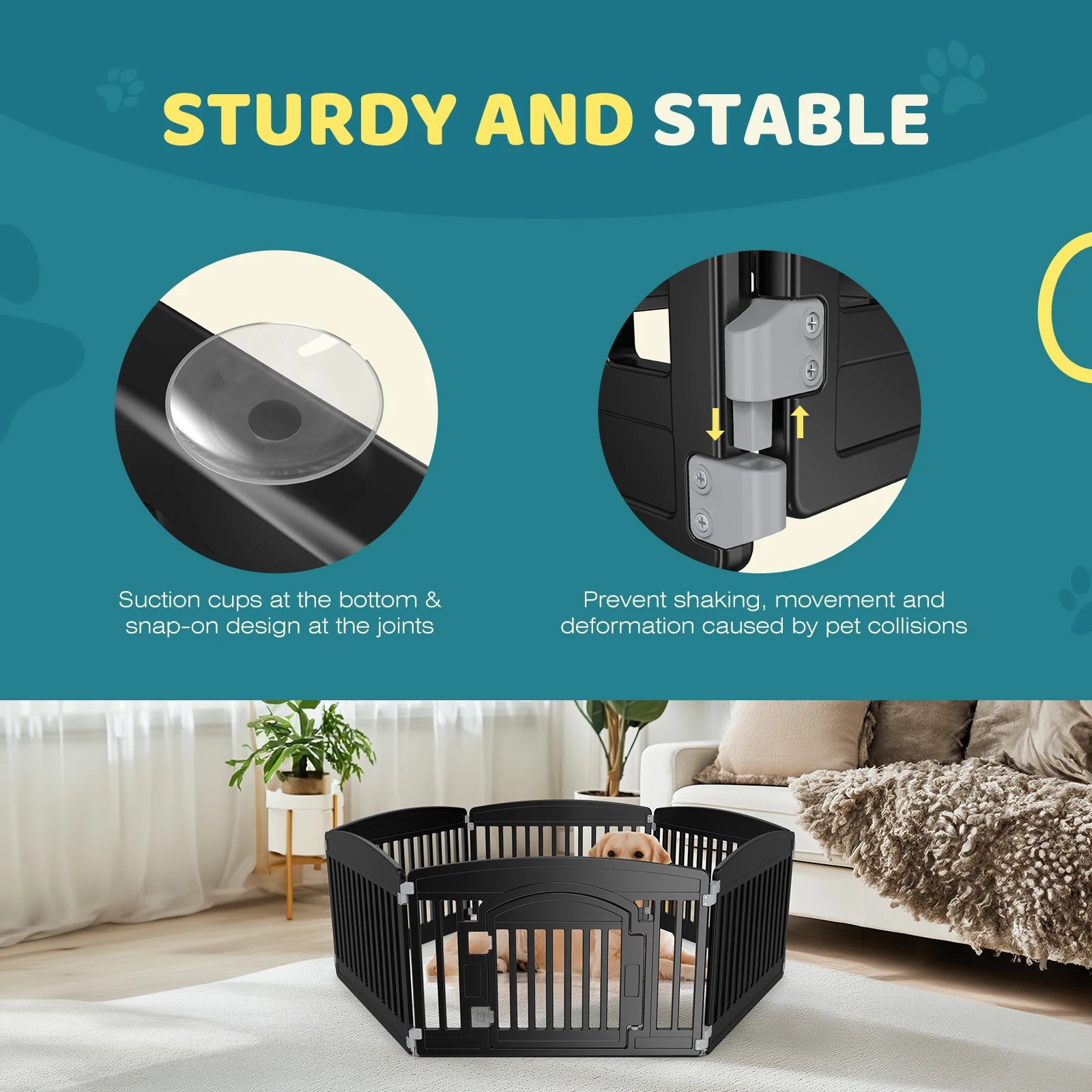 Plastic Dog Playpen 6 Panel 24IN Expandable Durable Pet Fence for Medium Dogs Indoor Outdoor Folding Portable Playpen