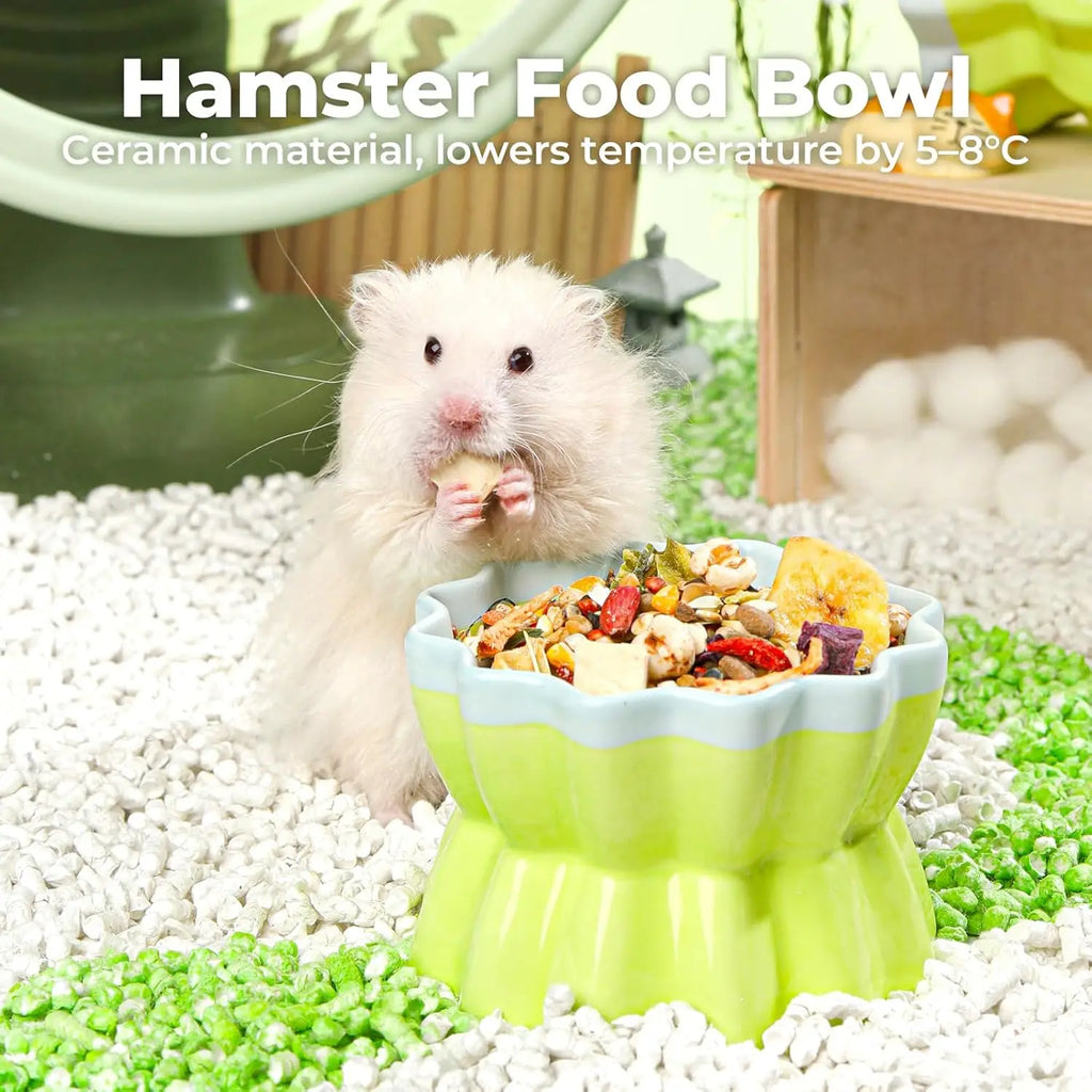 Anti-Tip Ceramic Pet Bowl - Hamster/Rabbit Food Dish, Chew-Proof