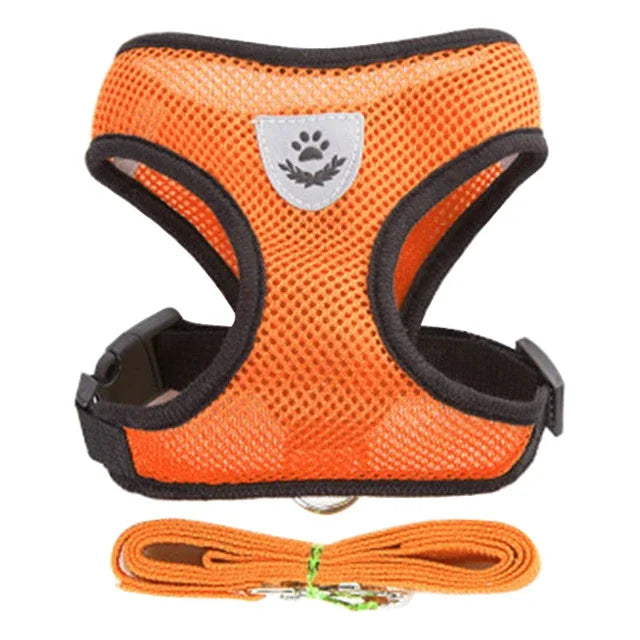 Cat Dog Harness Vest Walking Lead Leash Polyester Adjustable Mesh For Small Medium Pet