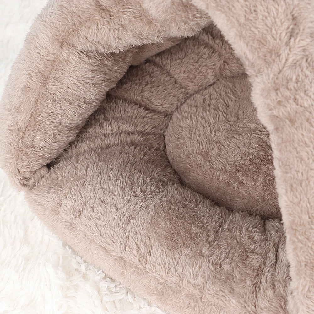Soft Warm Plush Cave Nesting Bed For Cats Kittens Puppies Small Dogs
