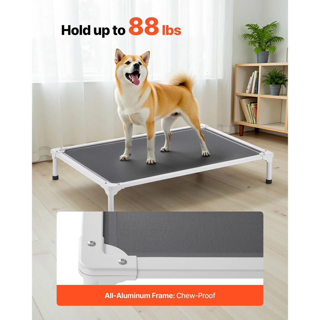 Elevated Dog Bed for Large Dogs Portable Raised Cot with Aluminum Tube Metal Frame and Breathable Textile Mesh