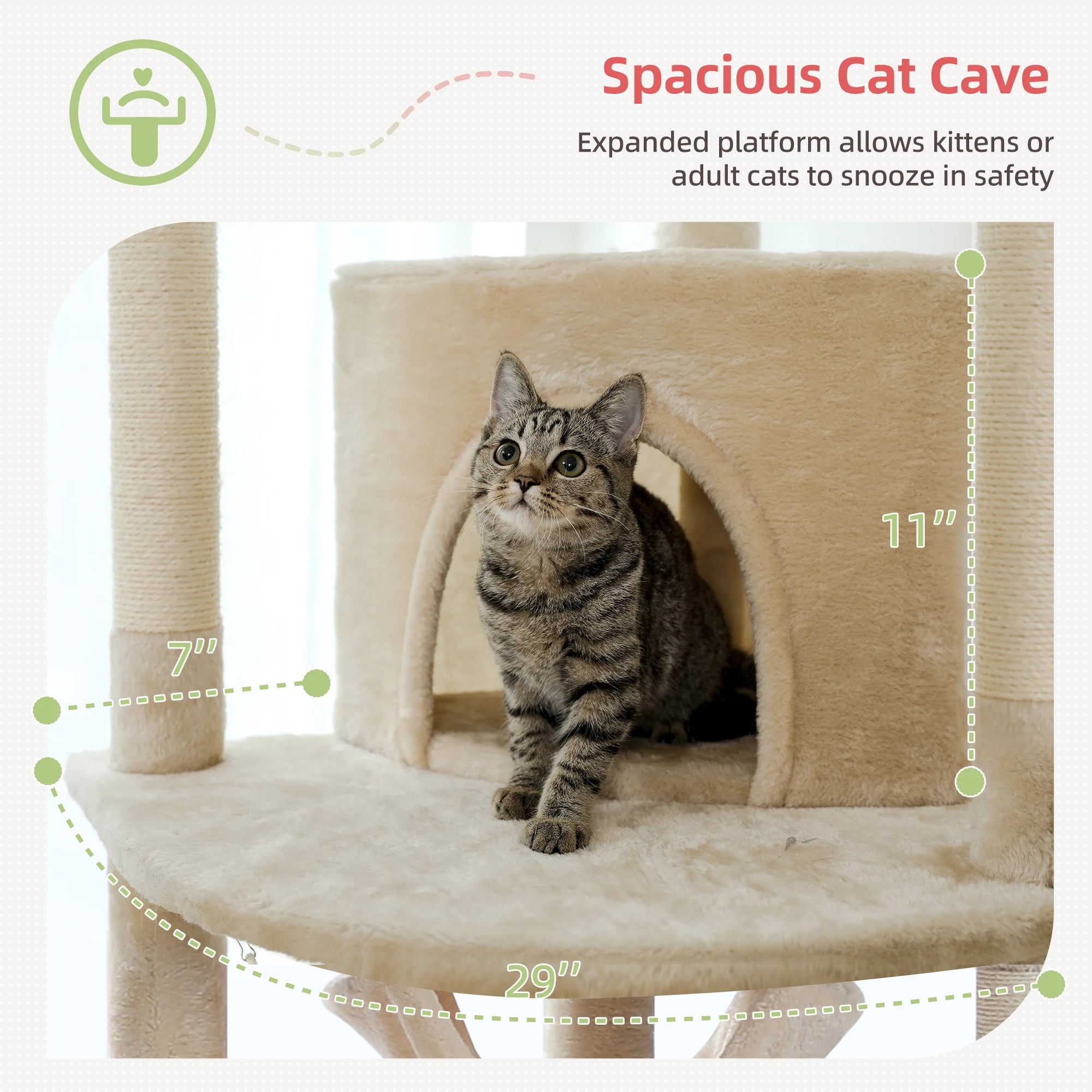 Floor to Ceiling Cat Tree Adjustable Climbing Play House with Scratching Posts Cozy Condo Perches Hammock