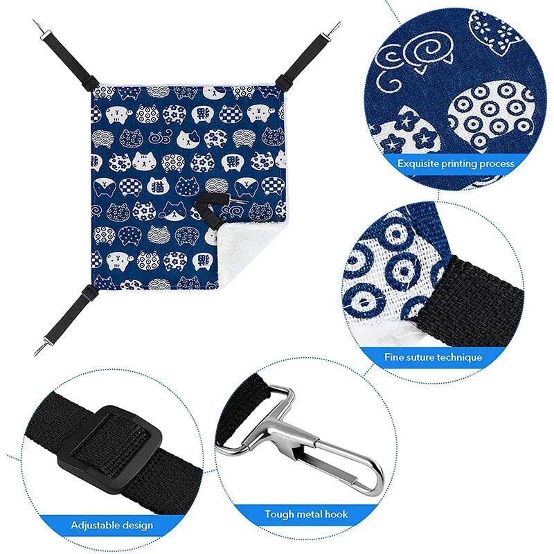 Cat Hanging Hammock with Adjustable Straps Double-Sided