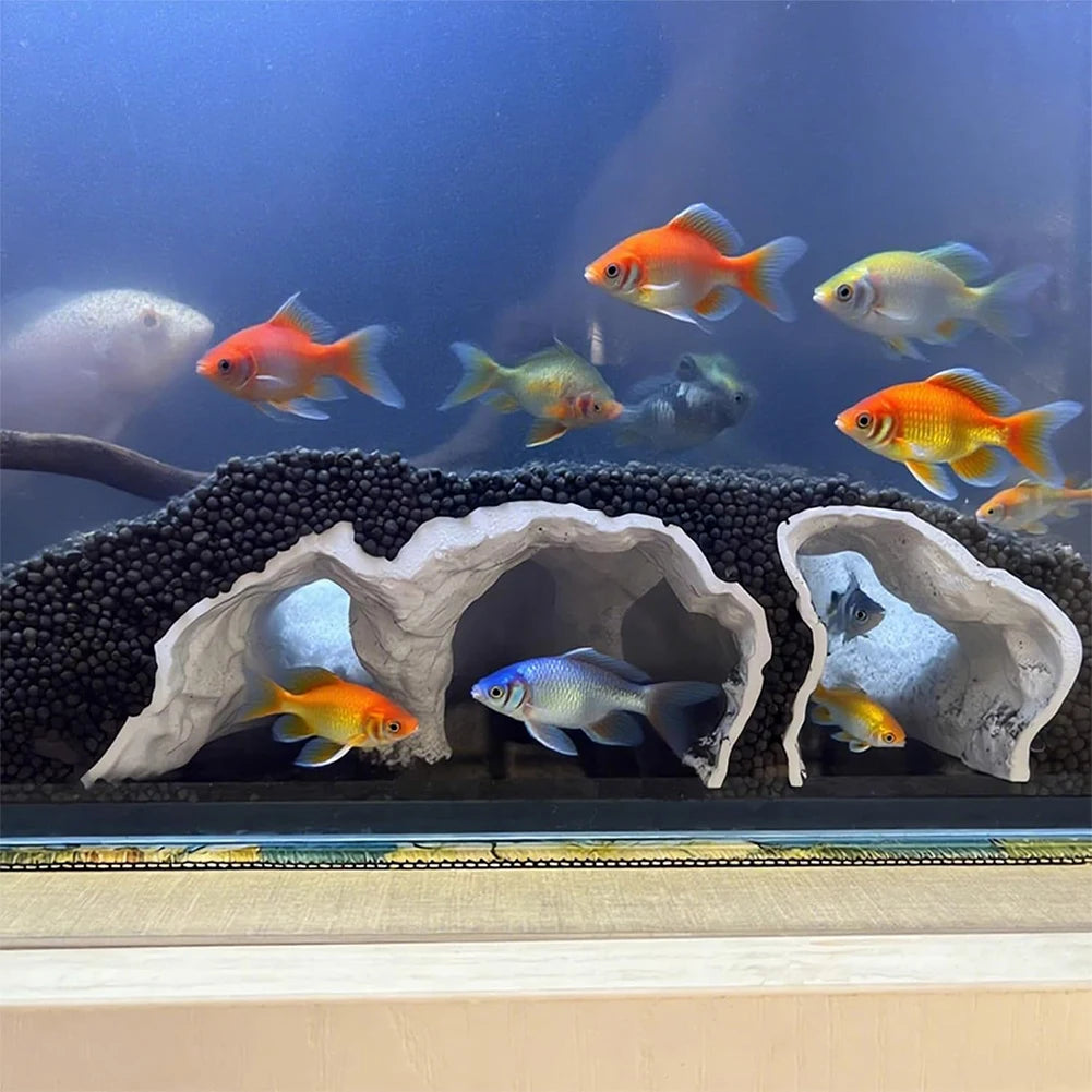3D Printed Aquarium Underground Tunnel Cave Natural Curve Bowl Hide Shelter Fish Tank