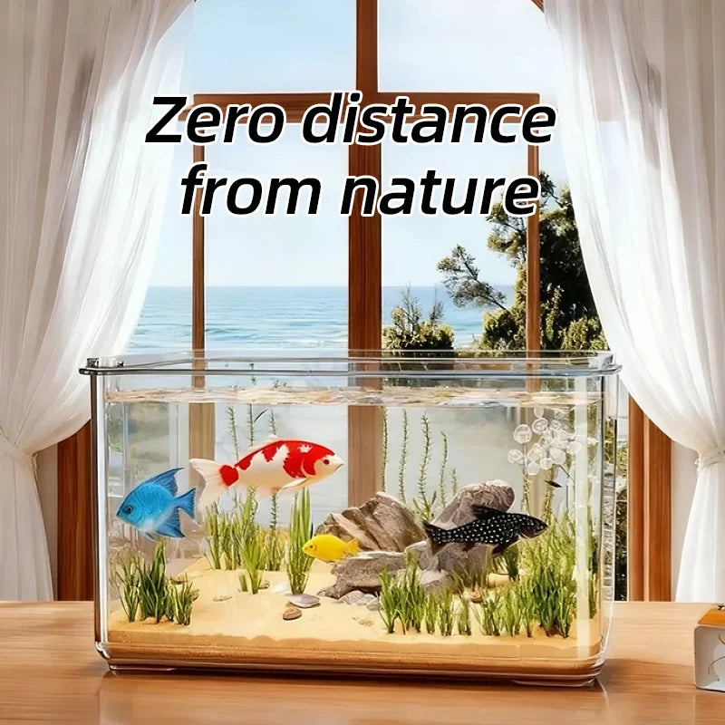 Transparent Aquarium Desktop Fish Tank for Office Home Decor Rectangular