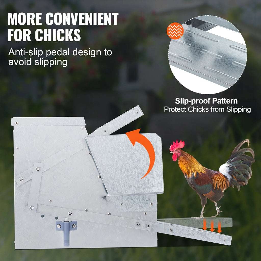 Automatic Chicken Feeder 25 lbs Capacity Galvanized Steel Poultry Feeder