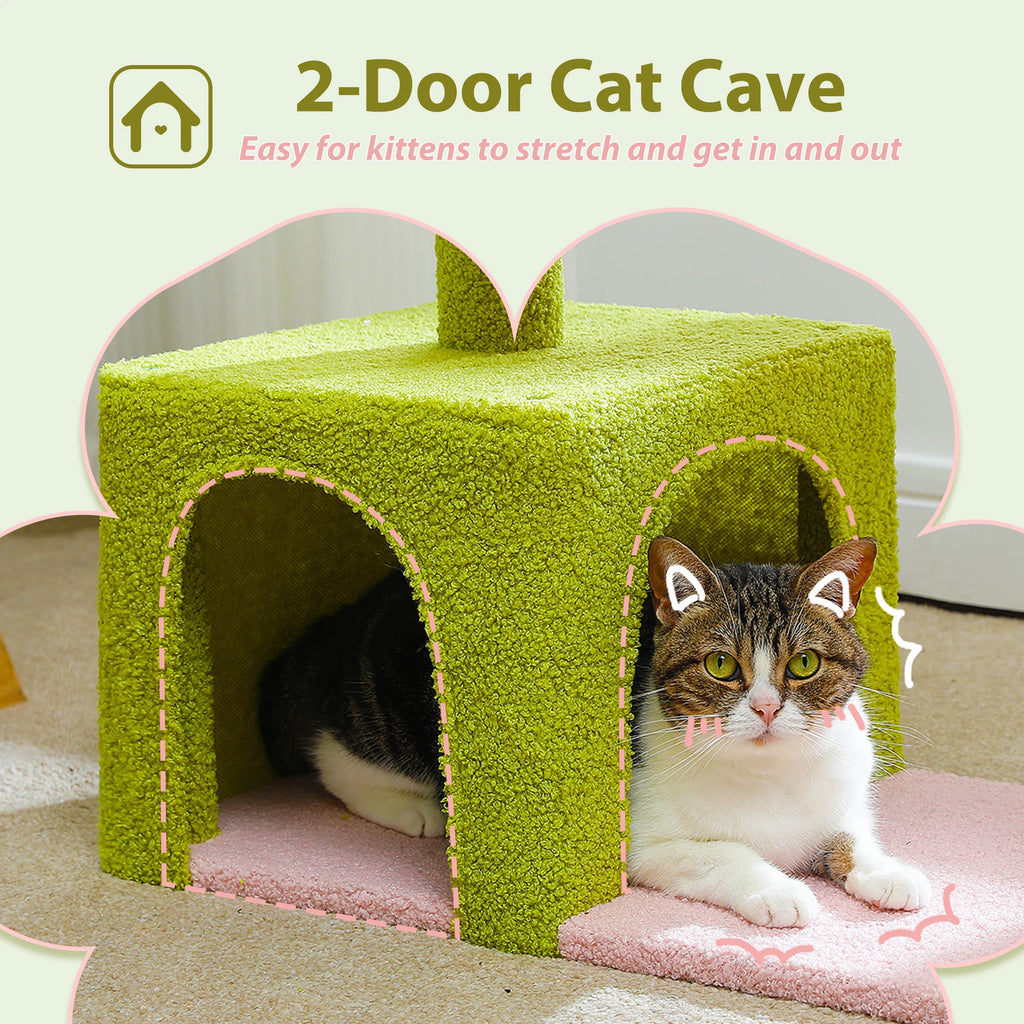 Flower Cat Tree with Large Metal Frame Hammock with Sisal Scratching Posts for Small Indoor Cats
