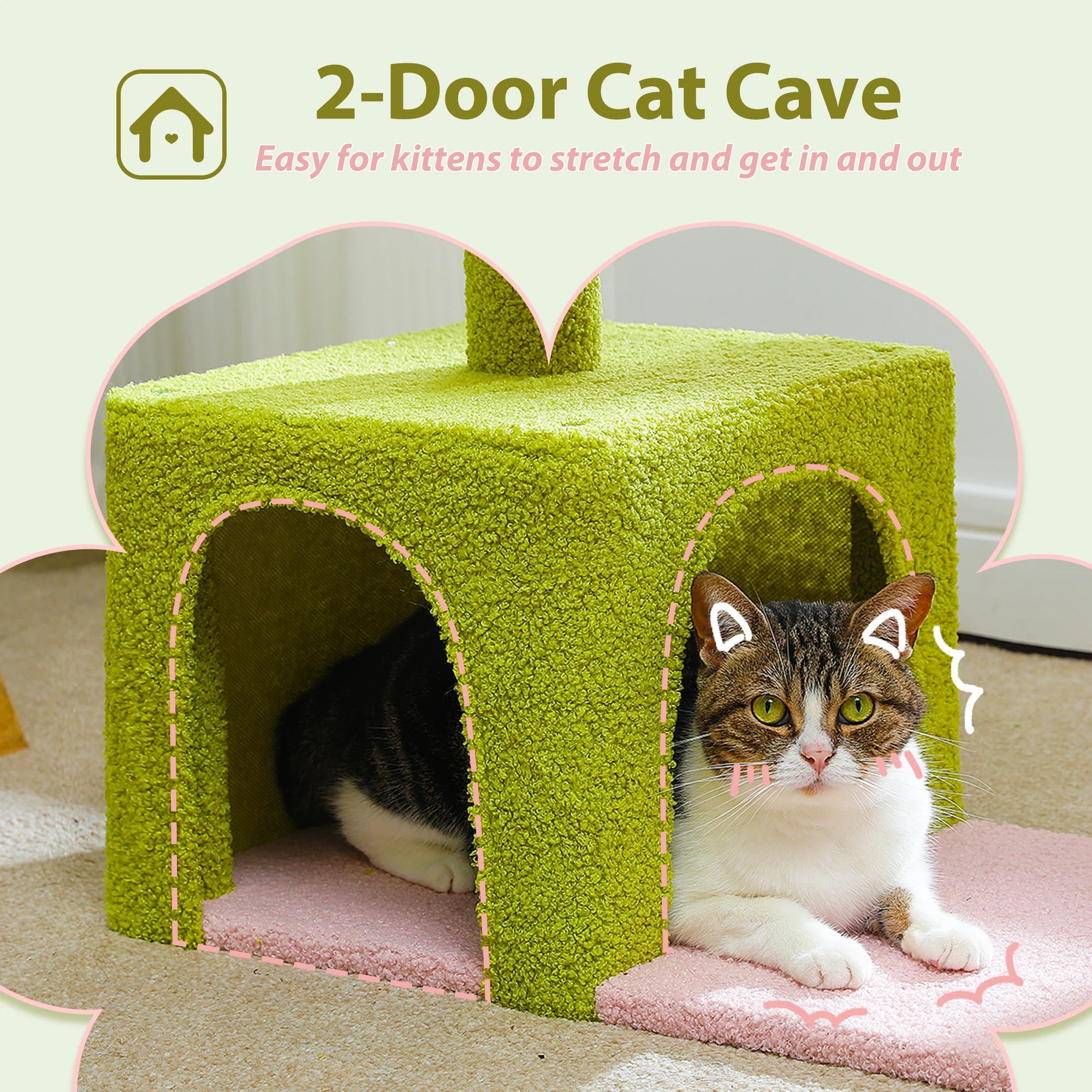 Flower Cat Tree with Large Metal Frame Hammock with Sisal Scratching Posts for Small Indoor Cats