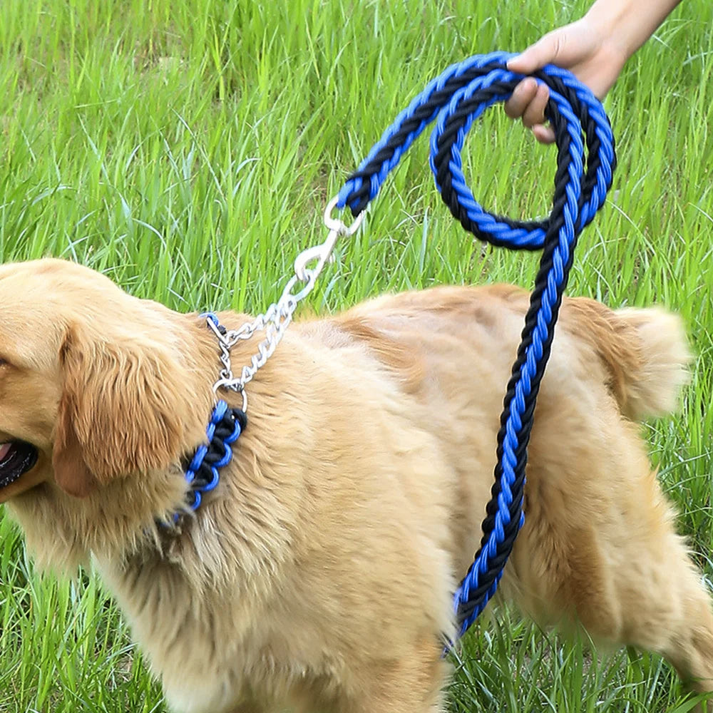 Nylon Braided Dog Collar And Leash Set Traction Rope For Small Medium Large Dog