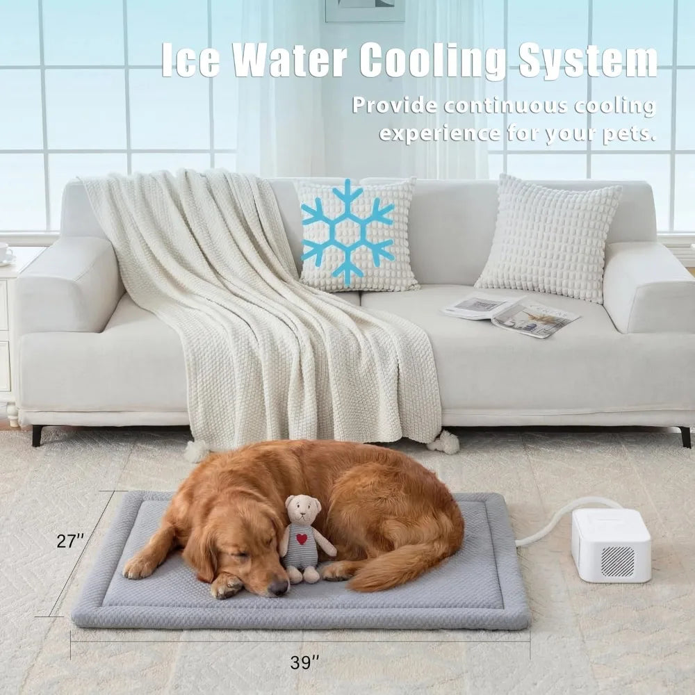 Self-Cooling Pet Mat for Dogs, No Gel or Refrigeration Needed, Machine Washable, XL Gray
