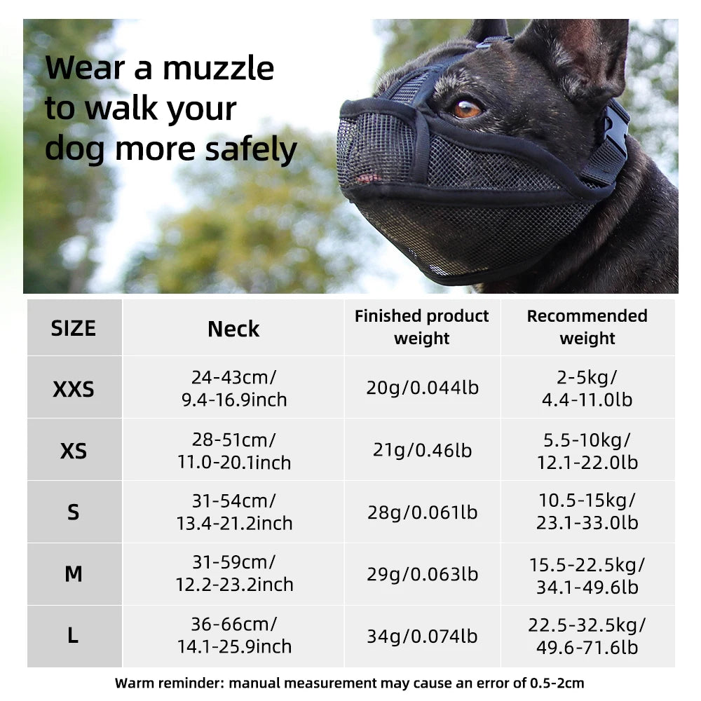 Dog Muzzle for Short-Snouted Dogs Preventing Barking Breathable Muzzle Prevent Accidental Ingestion