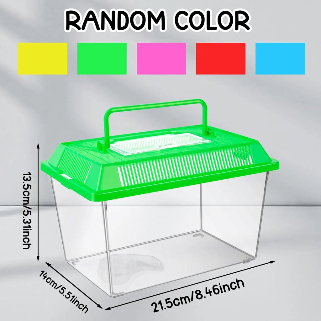 12Pcs Transparent Plastic Reptile Terrarium Carrier Cage, Snake Breeding Box Hatching Container
