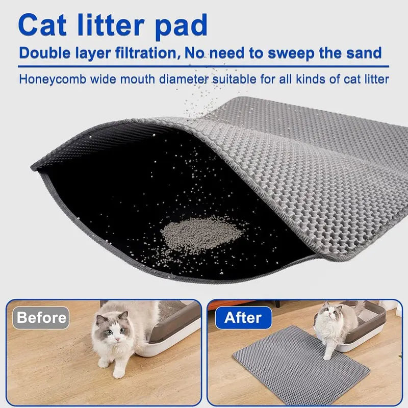 Pet Cat Litter Mat Waterproof Double Layer Cat Litter Trapping Pet Litter Box Mat