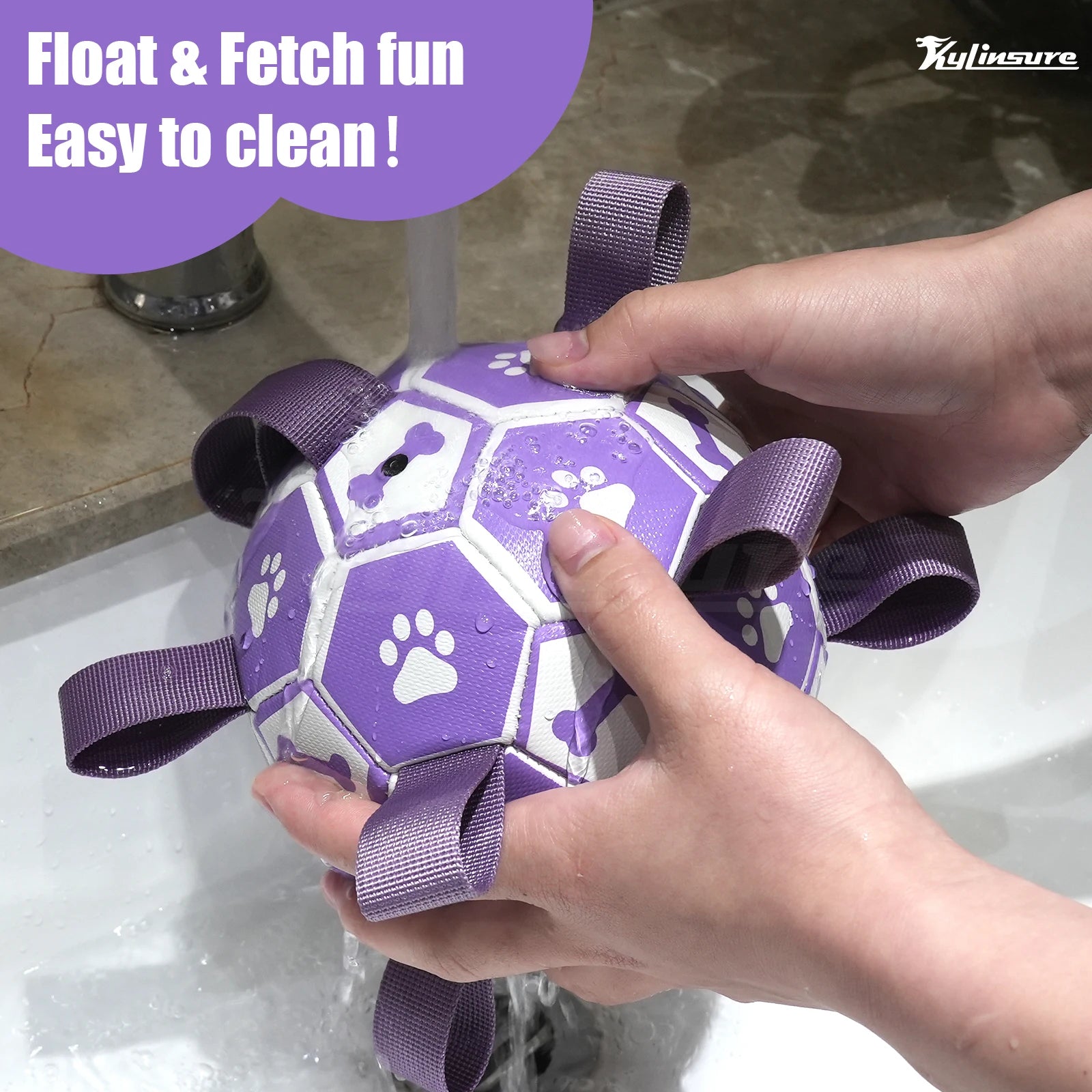 Dog Toys Soccer Ball with Straps, Interactive Dog Toys for Tug of War, Water Toy