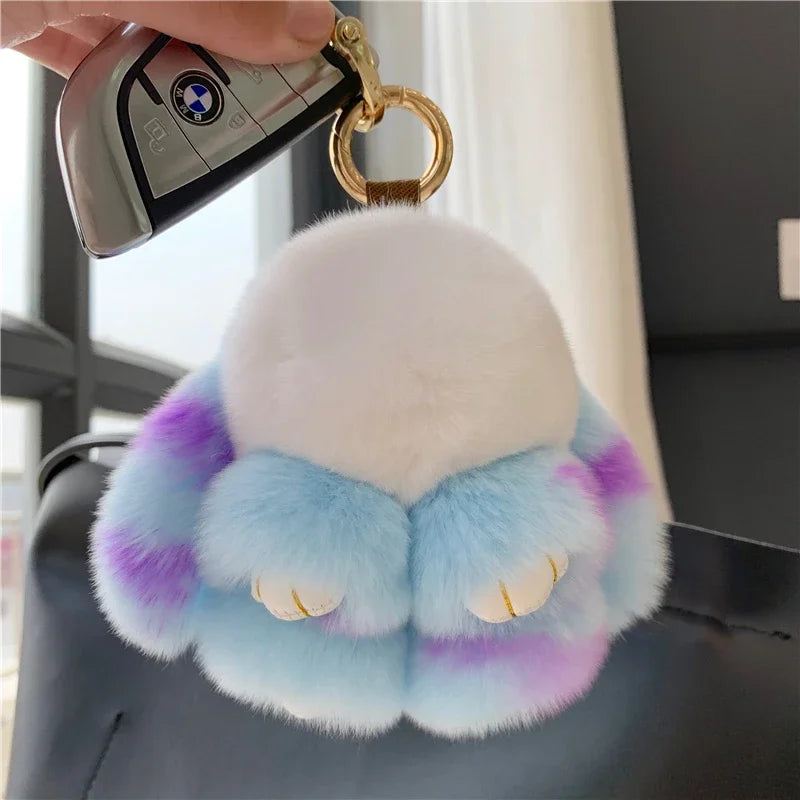 Cute Plush Pom Pom  Bunny Keychain