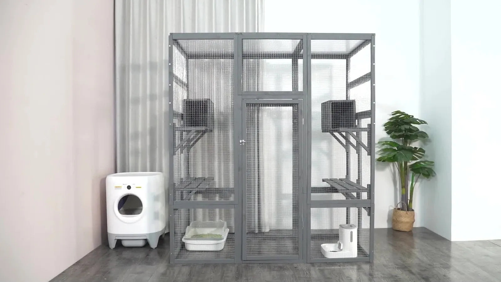 70'' Large Catio Outdoor/Indoor Cat Enclosure Cat House with 7 Platforms, 2 Resting Box