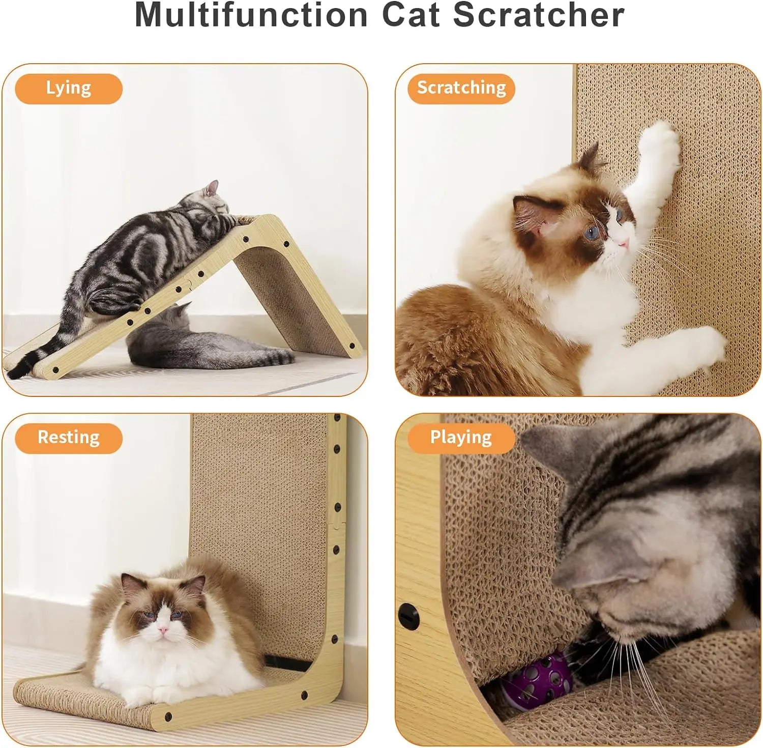 23.6 Inch Cardboard L Shaped Cat Scratcher For Indoor Cats