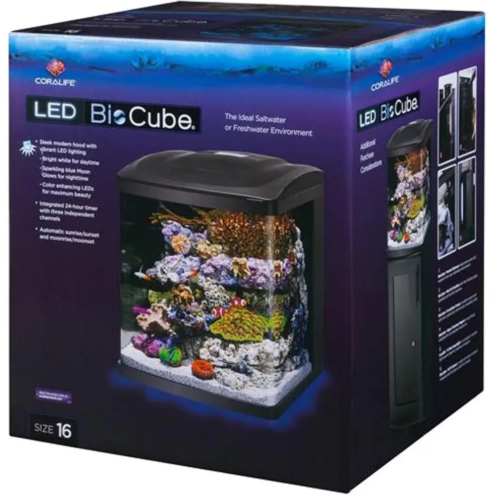 Aquarium Kit, Nano Tank, Customizable LED Lighting,  Saltwater and freshwater Environments, 16 Gallons