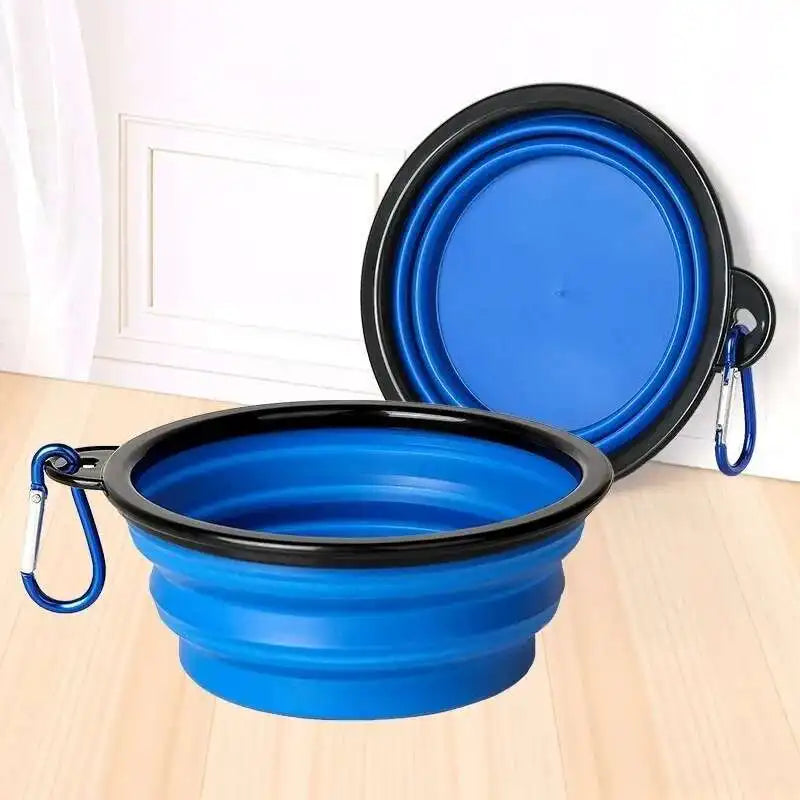 New 2 in 1 Portable Collapsible Dog Cat Travel Bowl Double Bowls or Single Folding Hangable
