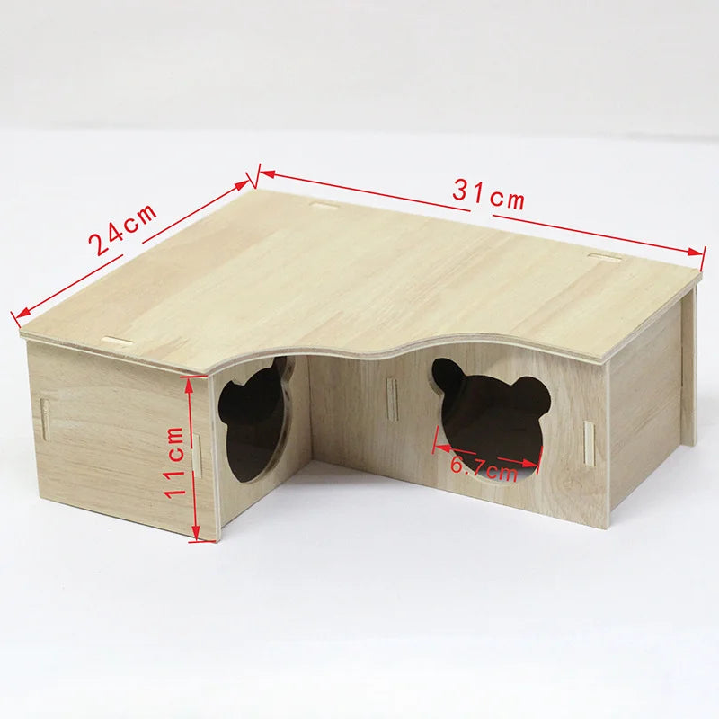 Hamster Toys Small Houses Wooden Furniture Running Wheels Villas Swings Wooden Nests Bite Resistant