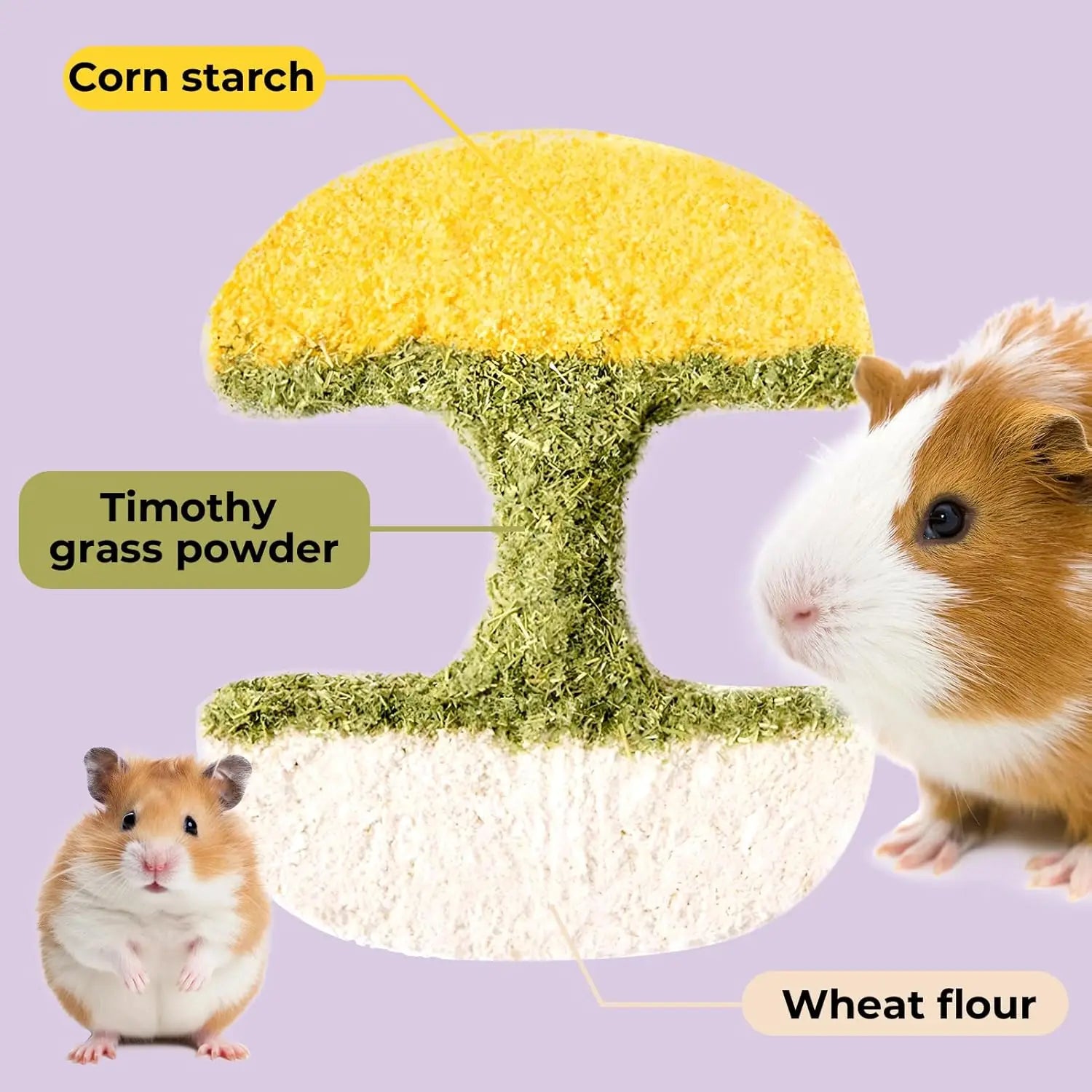 Apple Core Shaped Chew Toy - Natural Small Pet Dental Treat for Guinea Pig, Rabbit, Chinchilla, Rat