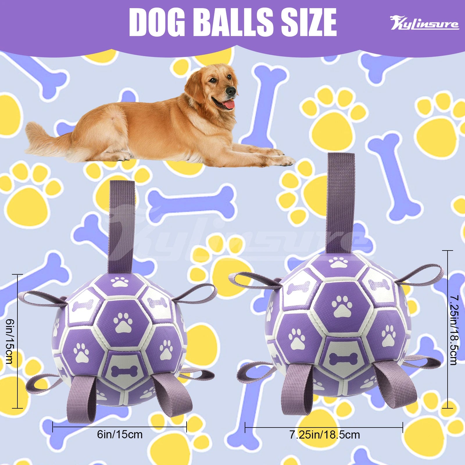 Dog Toys Soccer Ball with Straps, Interactive Dog Toys for Tug of War, Water Toy