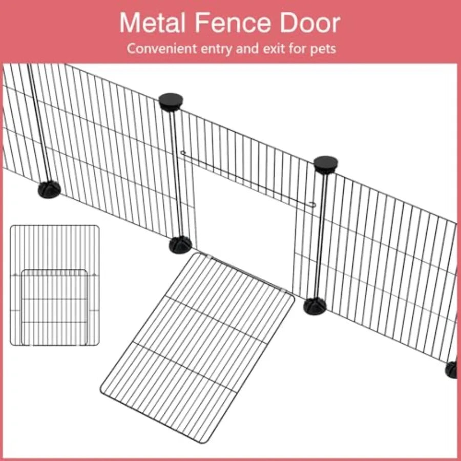 Small Animal Playpen, 48" x 24" x 16" Pet Playpen with Waterproof Mat