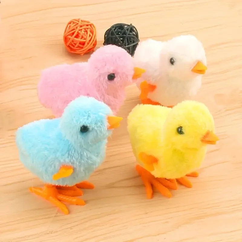 4 Pcs Wind-Up Interactive Chick Toys for Cats Realistic Yellow & Orange Beak Design No Batteries Needed Plastic Toy