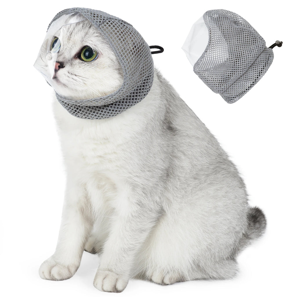 Cat Muzzle for Grooming, Adjustable Transparent Anti-Bite Cat Mask for Nail Clipping