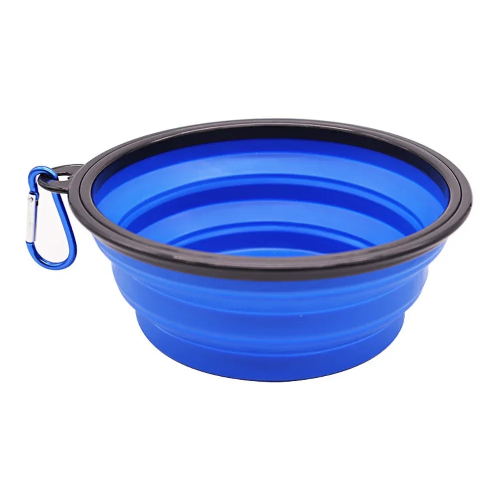 Portable Pet Folding Bowl Silicone Dog Cat Feeders with Hanging Hook