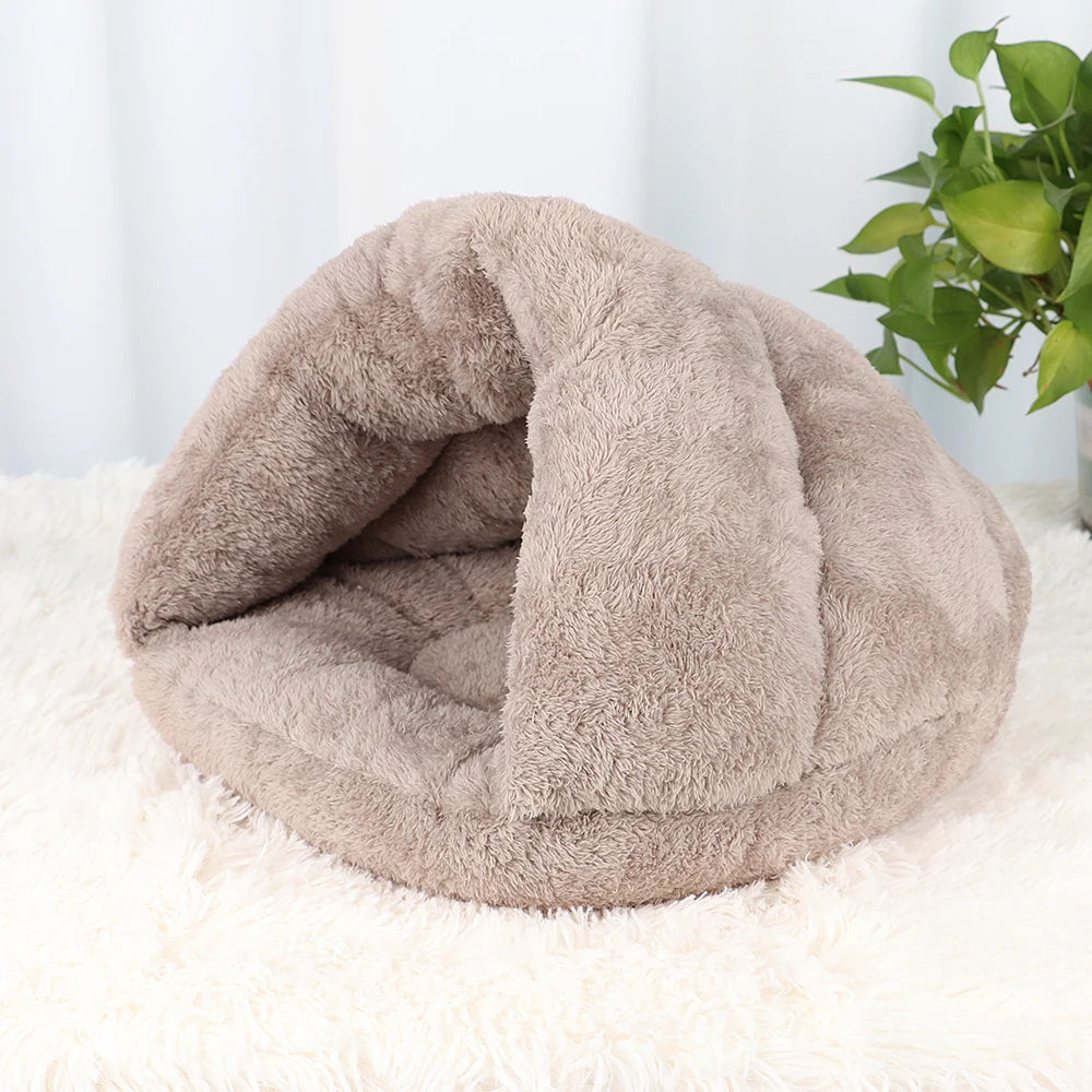 Soft Warm Plush Cave Nesting Bed For Cats Kittens Puppies Small Dogs
