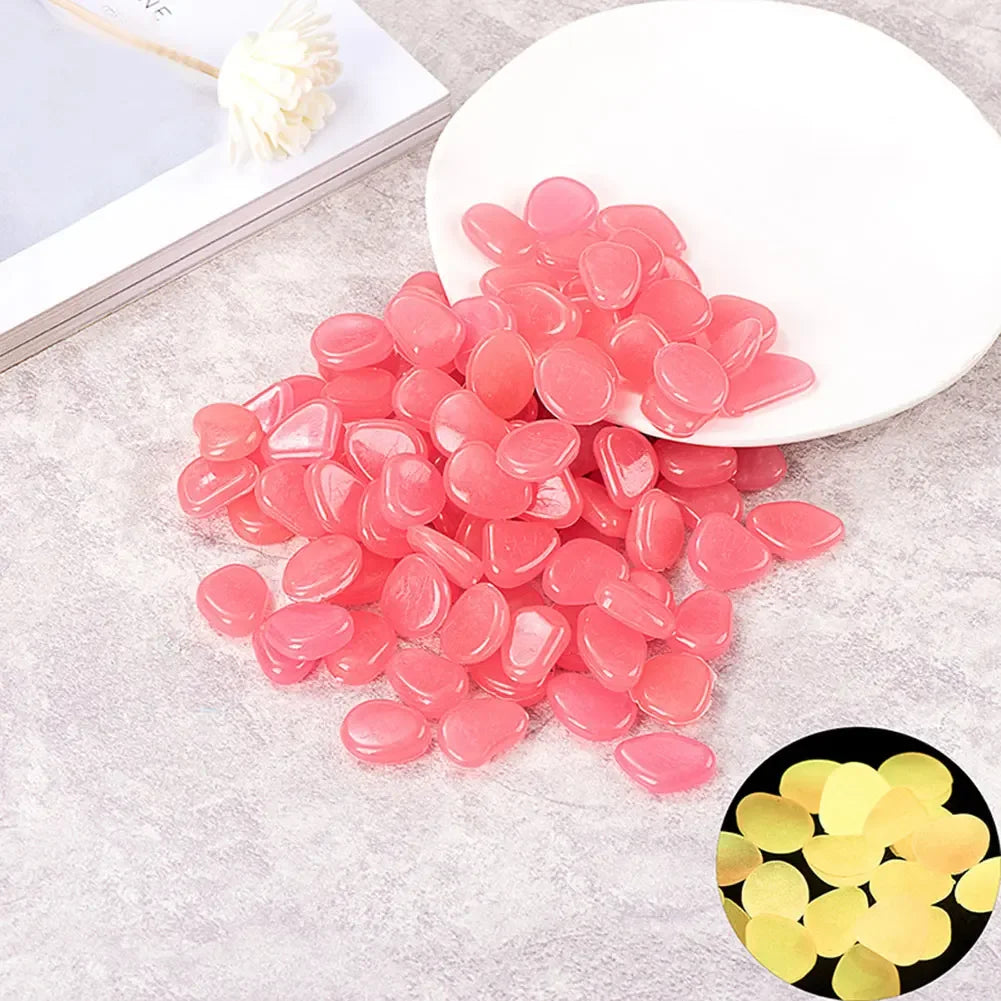 100Pcs Pebbles Glow In The Dark Pebbles Fish Tank Aquarium Decor Pebbles