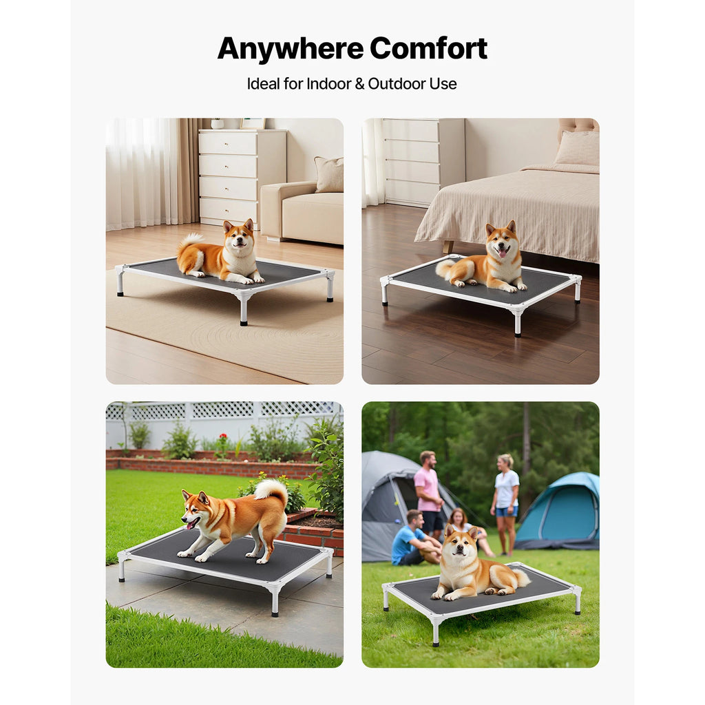 Elevated Dog Bed for Large Dogs Portable Raised Cot with Aluminum Tube Metal Frame and Breathable Textile Mesh