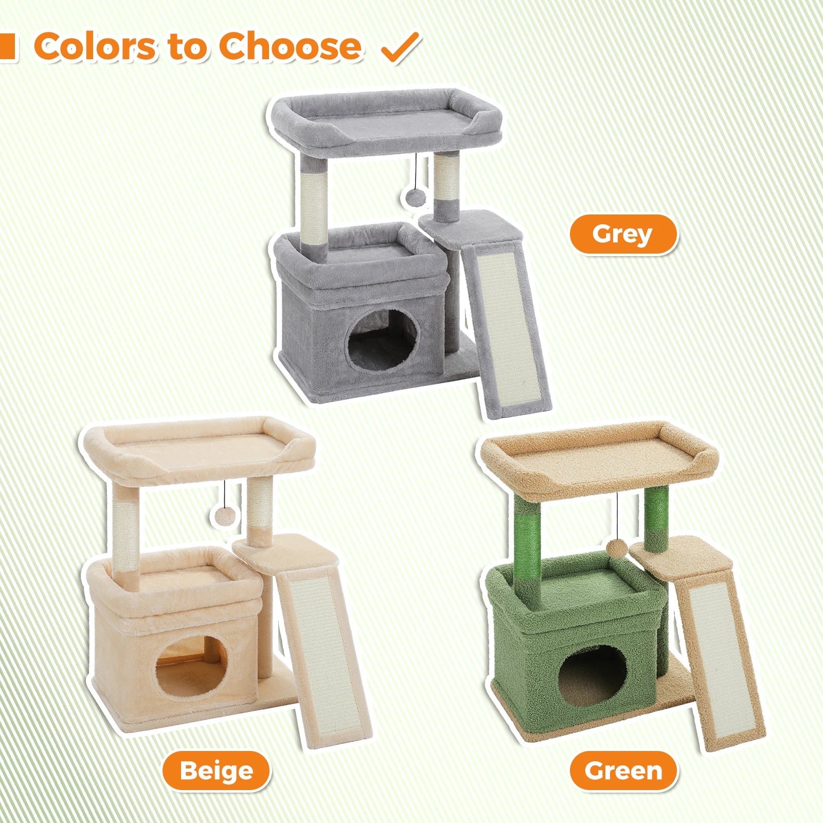 Small Cat Tree for Indoor with Sisal Scratching Post and Pad Wide Top Perch Large Cat Condo Cat Scratchers