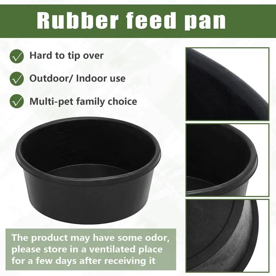 4 Pcs Rubber Feeder Pan, Bucket Bowl for Cats Dogs Goats Chicken