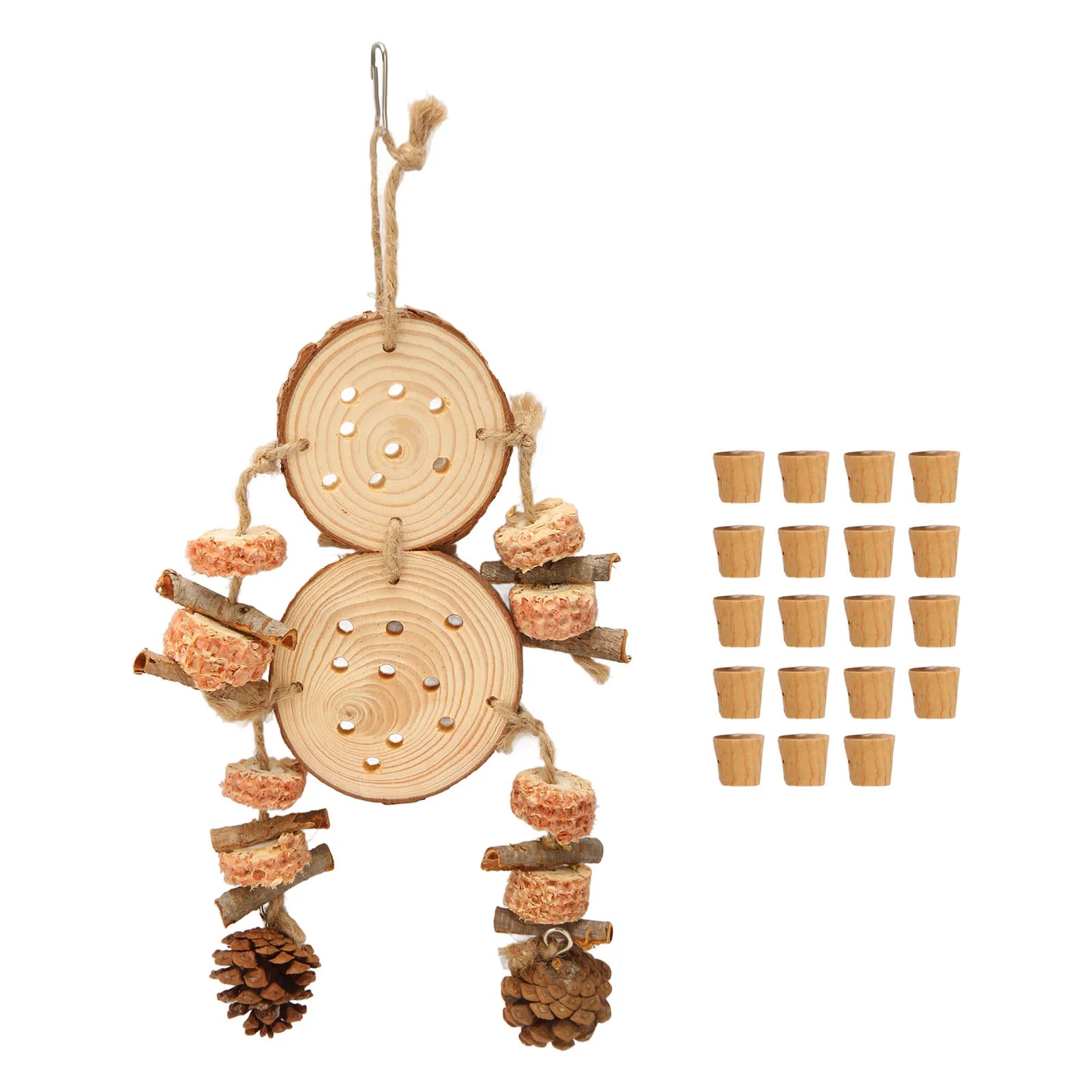 Bird Chewing Toys Puzzle Wooden Corks Logs Pine Cones Corn Cobs Barks
