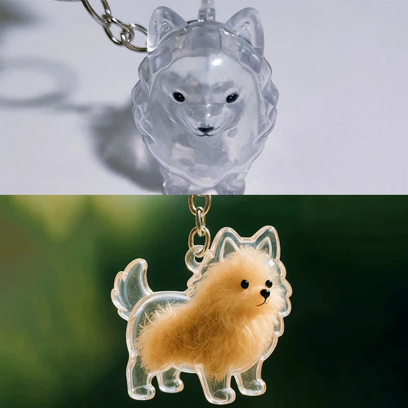 Clear Hair Memorial Keepsake Capsule Pet's Dog Fur Container Pendant Keychain