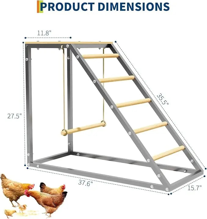 Chicken Perch with Ladder Design, Weatherproof Roosting Bars Swing Durable