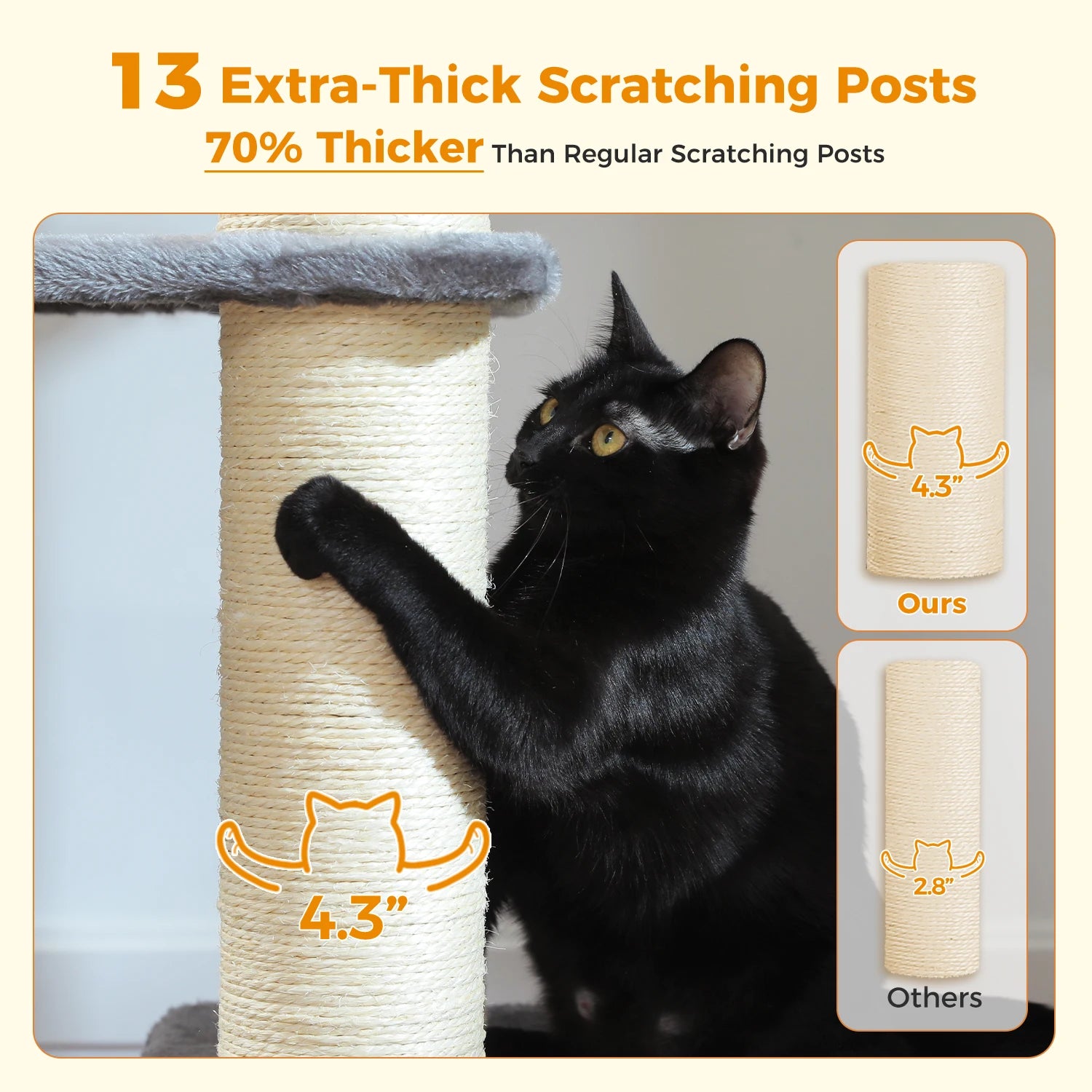 Large Cat Tree for Big Cats with Several Levels Climbing Tree with Hammock 11 Sisal Posts Large Perch