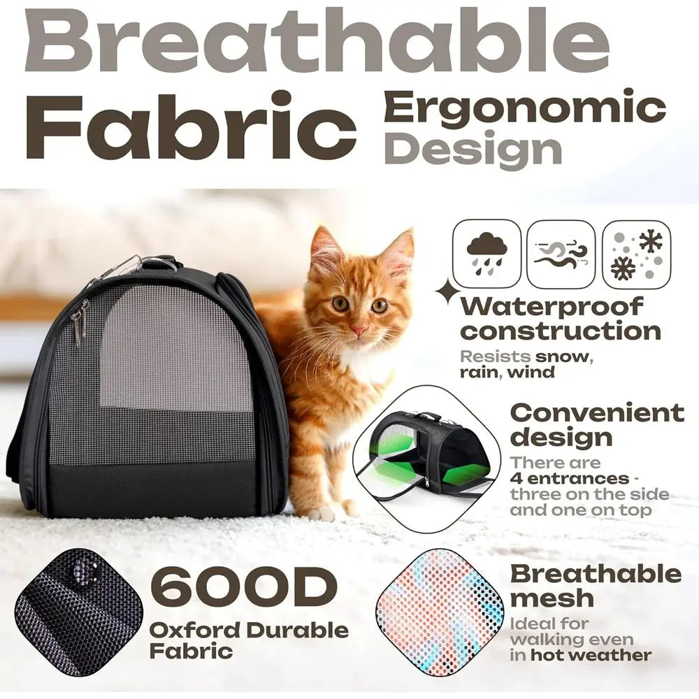 Small Pet Carrier for Cats, Rabbits, Small Dogs – Airline Approved Soft-Sided Travel Bag, Lightweight and Ventilated