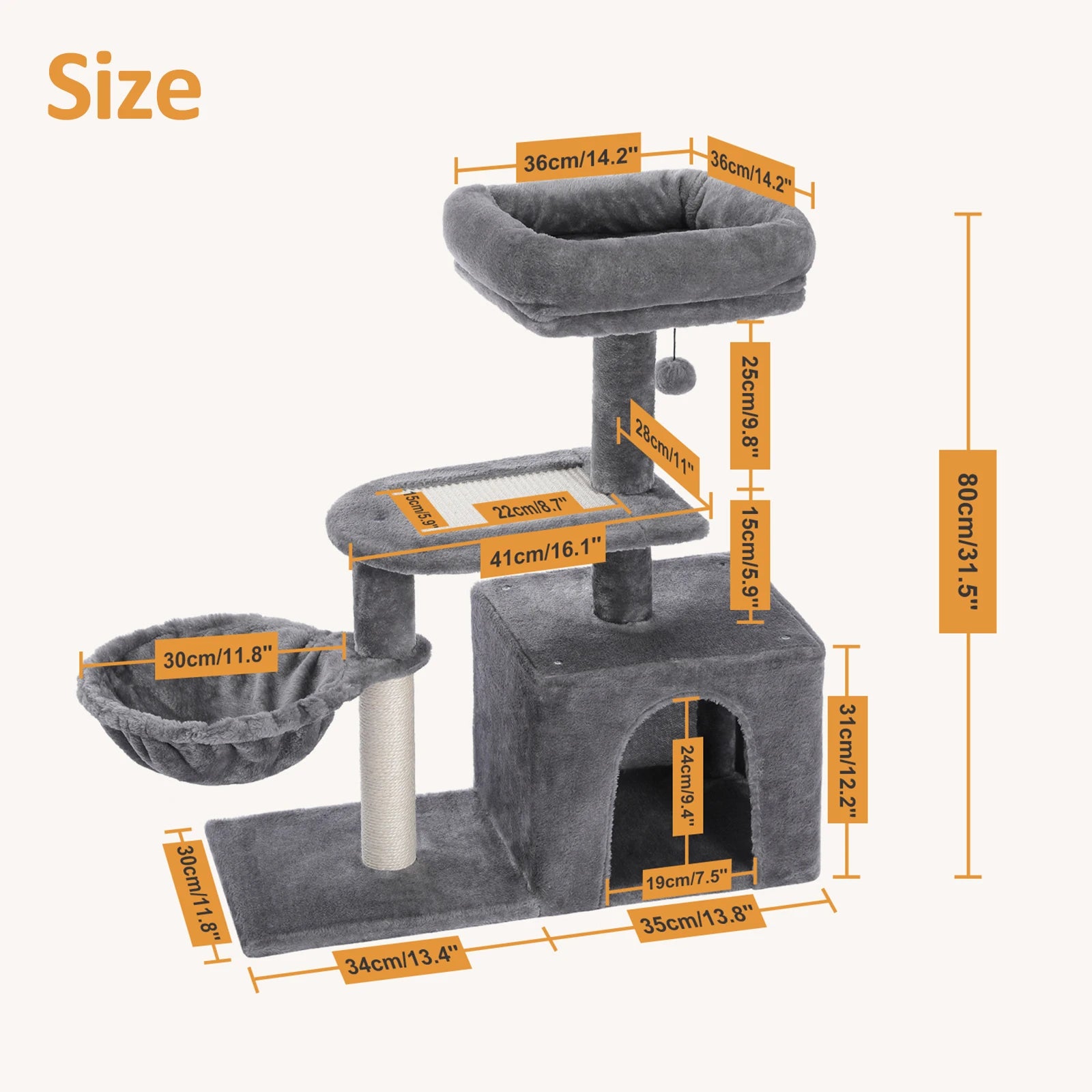Cat tree Cat Tower for Indoor Cats 2 Styles Cat Activity Tree with Cat Scratching Posts Big Hammock and Removable Top Perch